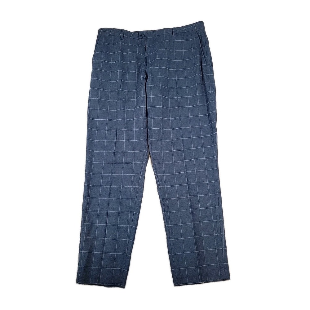 TED BAKER Dress Pants Slacks Mens Size‎  Wool Plaid Flat Front 38x30